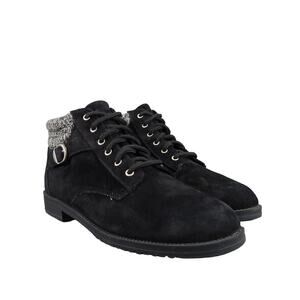 Rugged Outback Shoes Womens 8.5 Bootie Leather Knit Lace Up Casual Comfort Black